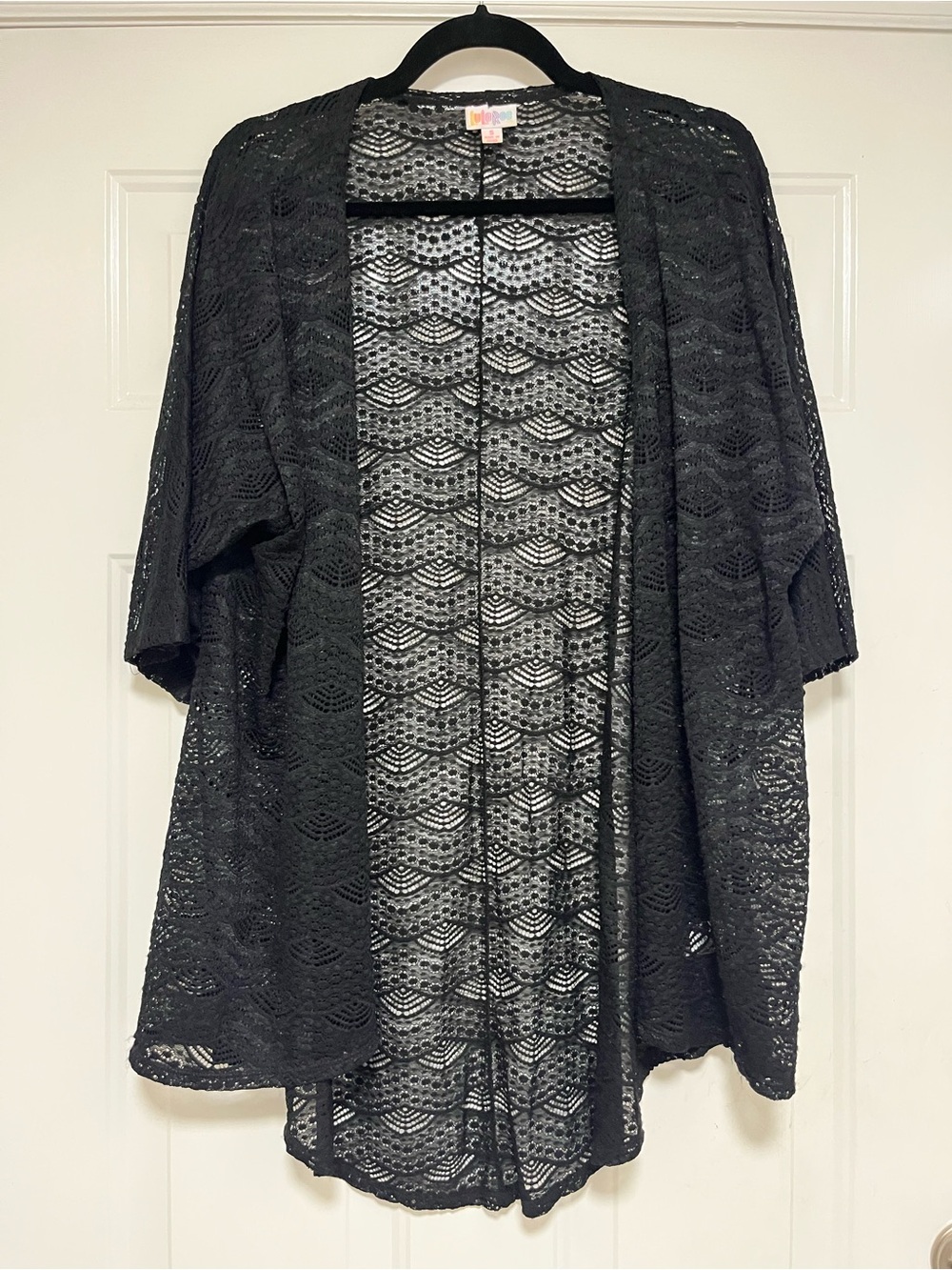 Lularoe Black Lace Open-Front Women's Cardigan Small